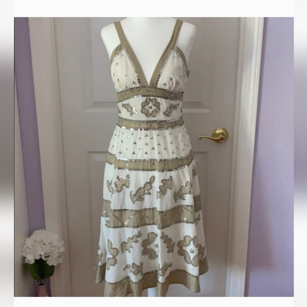 BCBG sundress with silver sequins